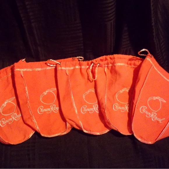 5 rare peach crown royal bags with logo embroidered on them - Picture 1 of 2
